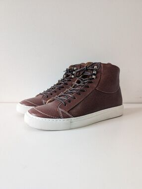 The Generic Man, Men’s Hi-Top Sneaker, Brown Leather Size 8/41